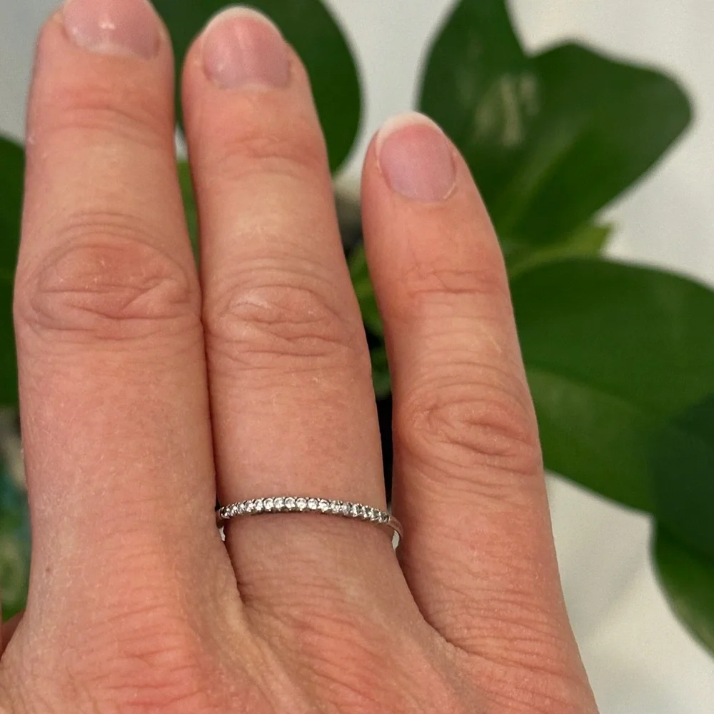 Elegant Silver Band with Sparkling Accents